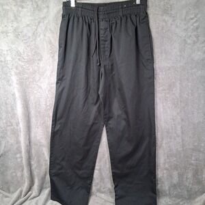 New Chef Pants Adult Size Large Black Baggy Elastic Stretchable Waist Inseam 31
